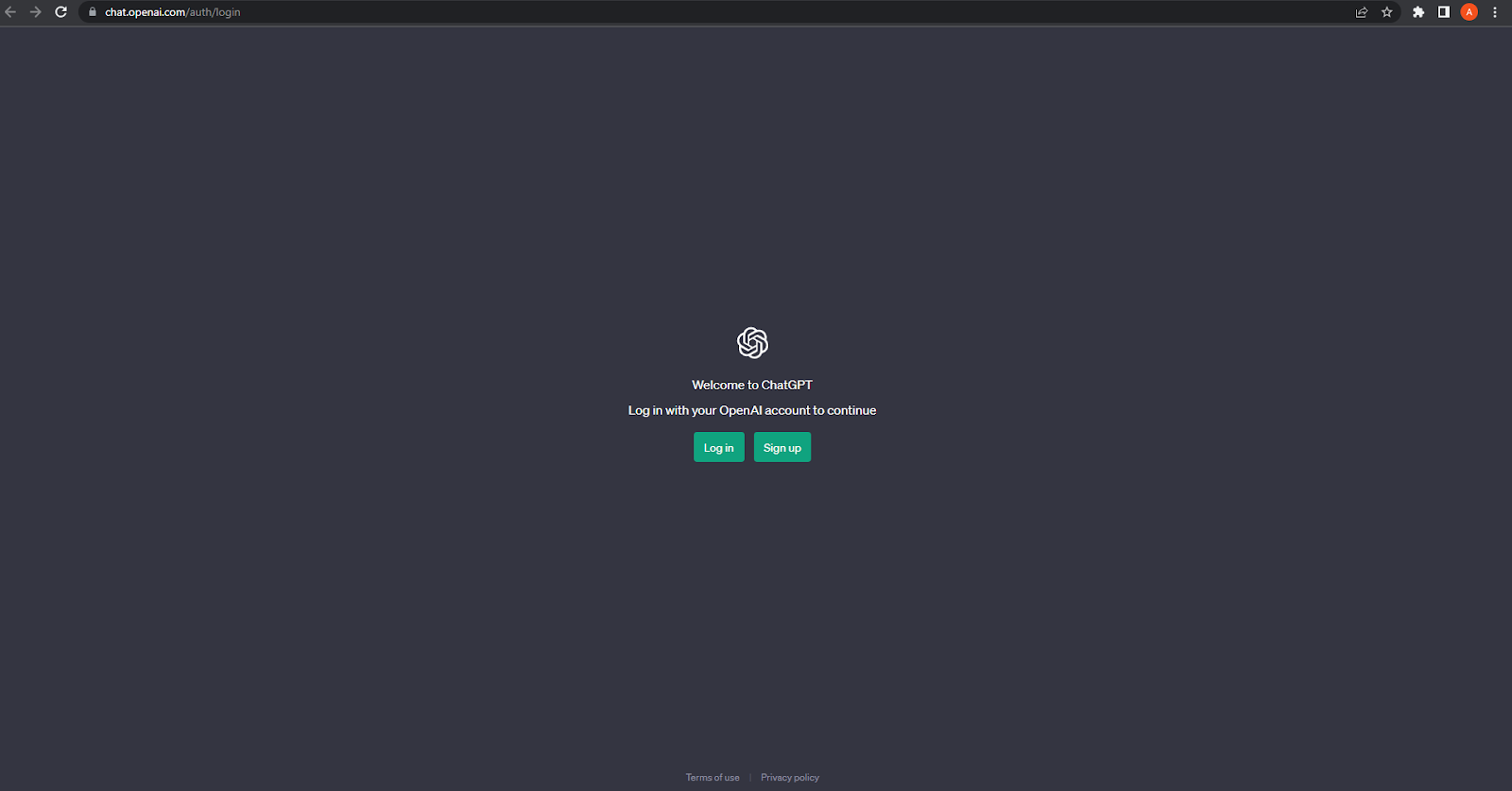 ChatGPT_log in or sign up page