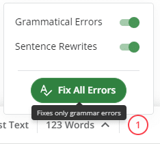 QuillBot Fix All Errors option