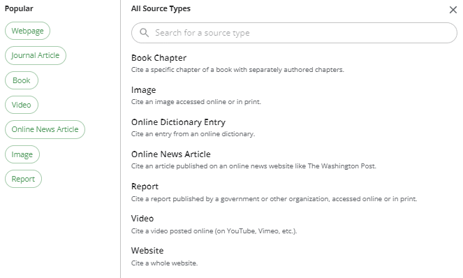 QuillBot Source Types