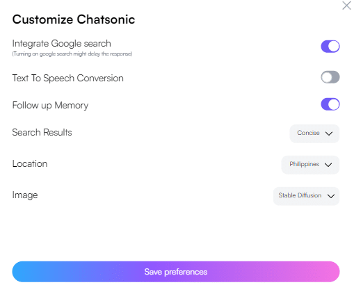 Chatsonic customization