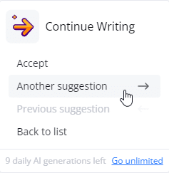 Wordtune's generate another suggestion option